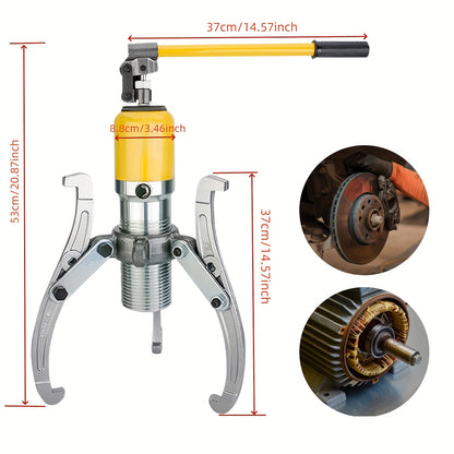 Hydraulische Trekker – Gear Puller – Lagertrekker – Poelie-afsluiter – Tandwieltrekker – 20 Ton Kracht – 360° Draaibare Handgreep – 40Cr Stalen Constructie – Geel/Zilver