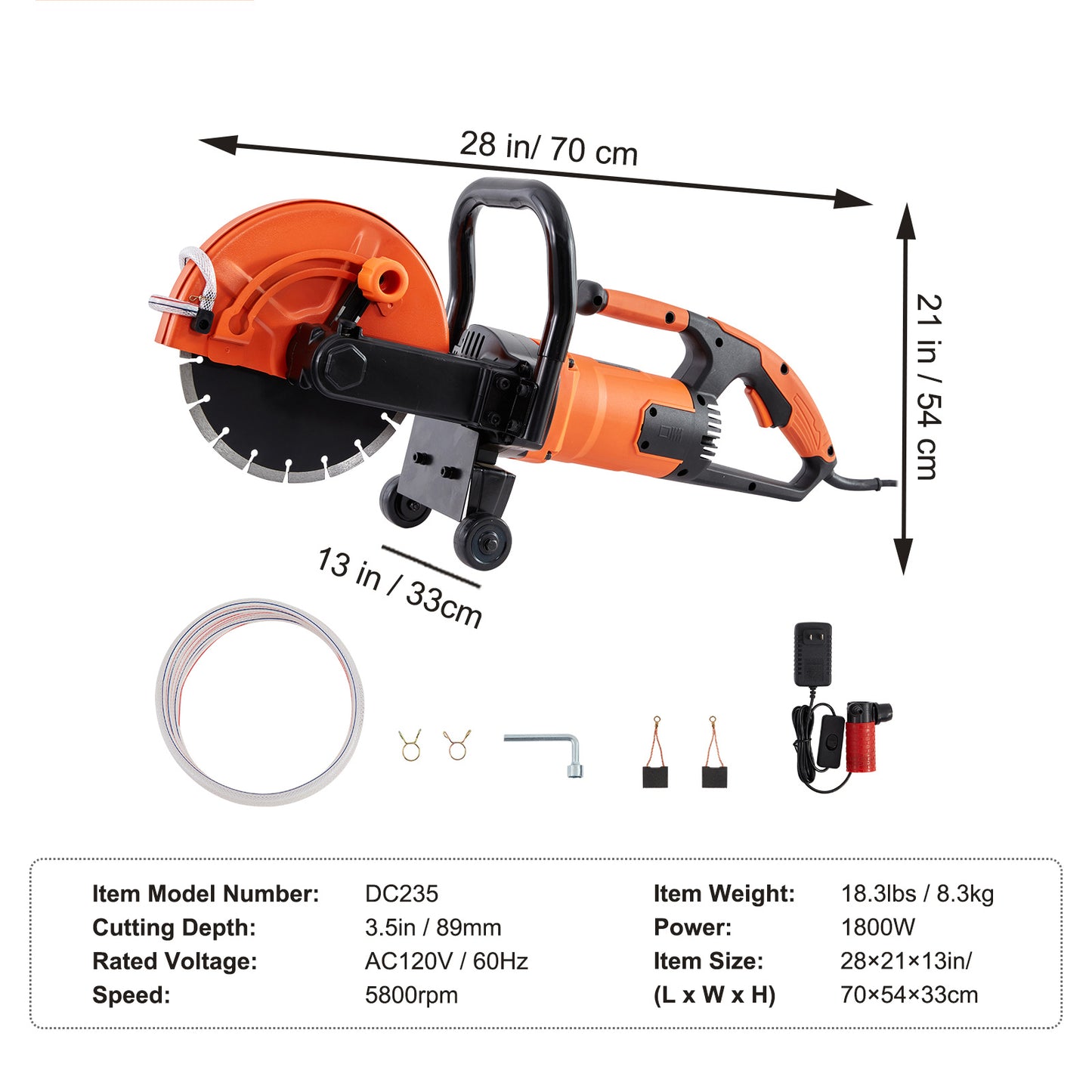 Betonsnijder – Freesmachine – Cirkelzaag – Betonzaag – Natte Zaag – 4800 Watt Motor – Max Zaagdiepte 89 mm