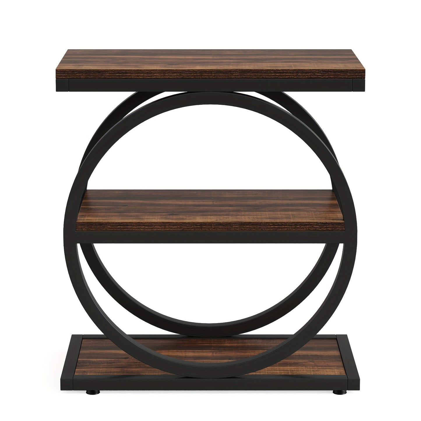 Console Tafel – Sidetable – Opbergtafel – Haltafel – Bijzettafel – Smal 105 cm – Ronde 4 Lagen – Natuurlijke Houtlook – Duurzaam MDF