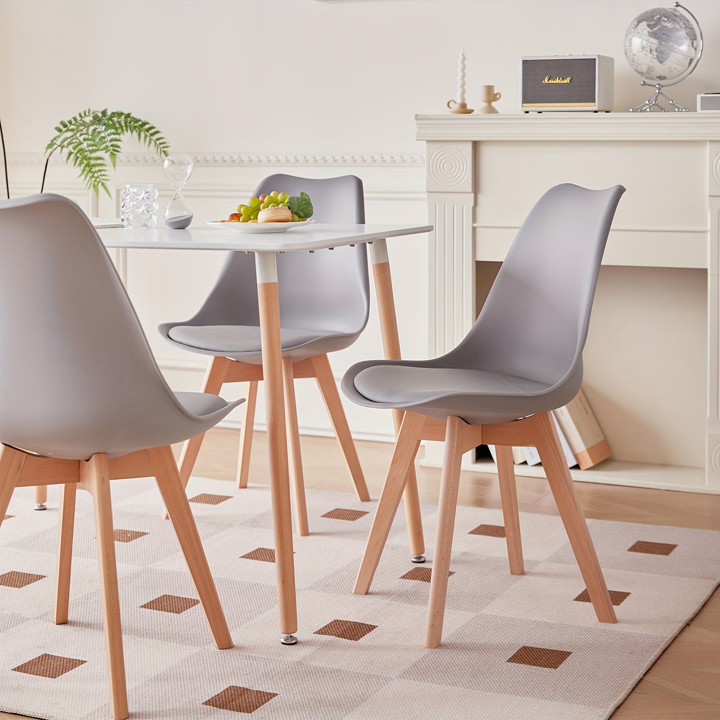 Eetkamerstoel – Stoel – Kuipstoel – Keukenstoel – Designstoel – Set van 6 – Gestoffeerd Kunstleer – Massief Beukenhout Poot