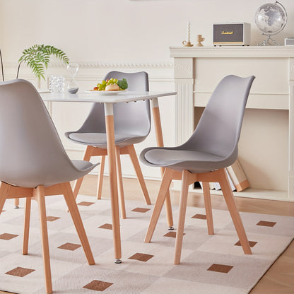 Eetkamerstoel – Stoel – Kuipstoel – Keukenstoel – Designstoel – Set van 6 – Gestoffeerd Kunstleer – Massief Beukenhout Poot
