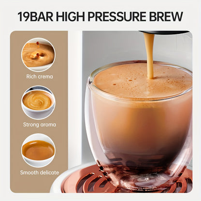 1pc CAFELFFE 5-in-1 Multifunctional Capsule Coffee Machine | Hot/Cold | Compatible with NES, DG, K Capsules, ESE, and Ground Coffee | 1450W Automatic Coffee Maker for Home & Office | Ideal Gift for Family, Father, Mother, Hus