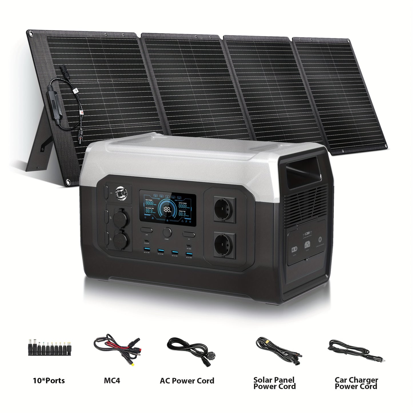 Powerstation – Solar Generator – Camping Power Supply – Outdoor Energy Solution – Portable Power Bank – 1800W Continu Vermogen – 1024Wh LiFePO4 Batterij & UPS Functie