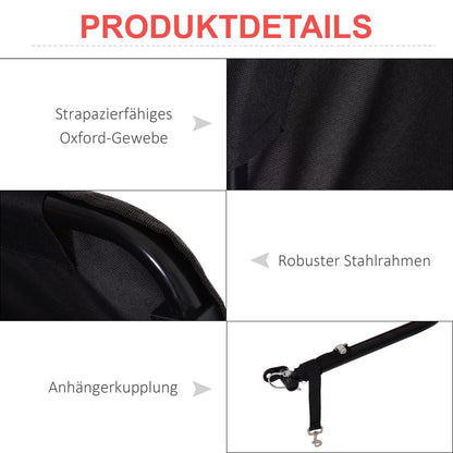 Fietskar – Fietsaanhanger – Boodschappentrailer – Cargo Fietskar – Kinderfietskar – Stevig Ijzeren Frame – Ruime Laadruimte Rood-Zwart