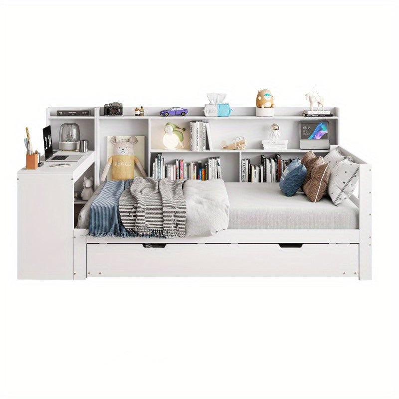 Sofa Bed – Slaapbank – Bedbank – Klikklakbank – Logeerbed – Ruimtebesparend Ontwerp – Ingebouwd Bureau Met Opberglades