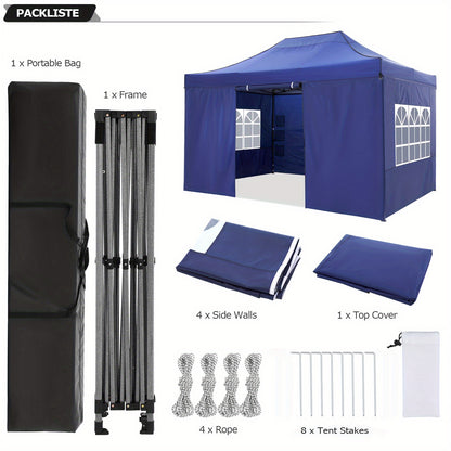 3.05x4.57meter Pop-up Canopy Tent with 4 Removable Side Walls, Comes with A Handy Carrying Bag, Sunproof, Perfect for Parties, Weddings And Picnics