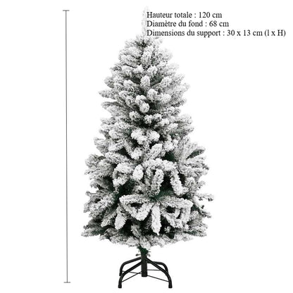 120cm Foldable Artificial Christmas Tree with White & Clear Ornaments - Full Floor Display with Sturdy Black Stand, No Assembly//, Lightweight Portable Design for Living Room, Bedroom, Entryway - Easy Storage, Modern Holiday