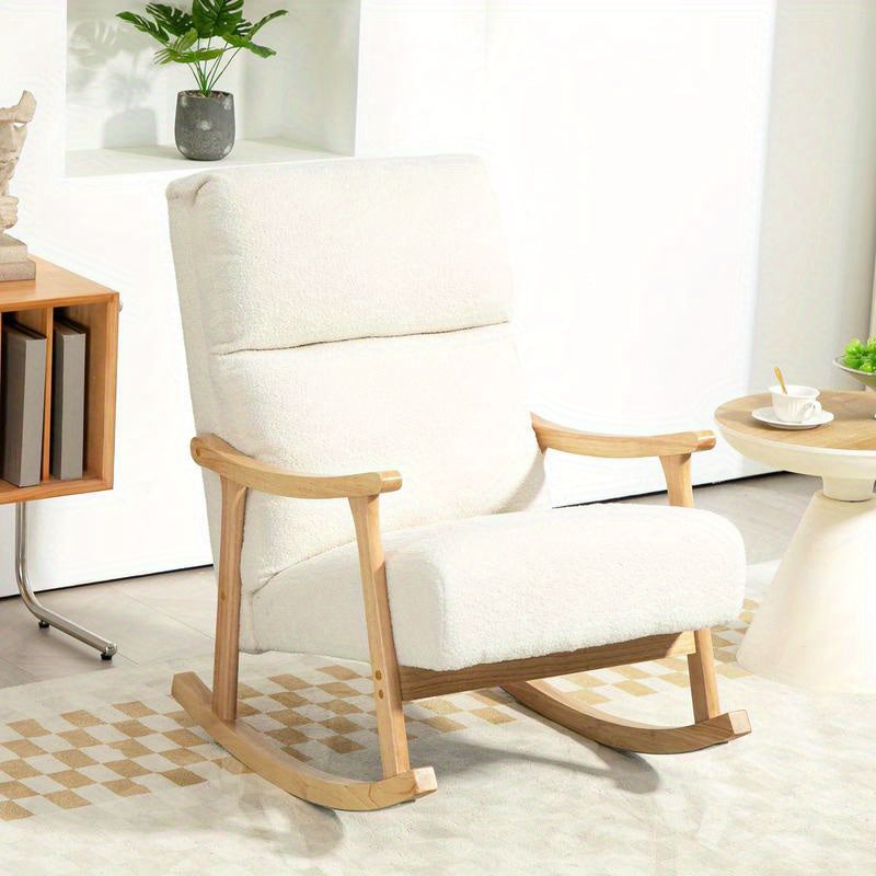 Schommelstoel – Schommelzetel – Schommelstoel Binnen – Buitenstoel – Relaxstoel – Ergonomisch Design – Massief Hout & Kussen