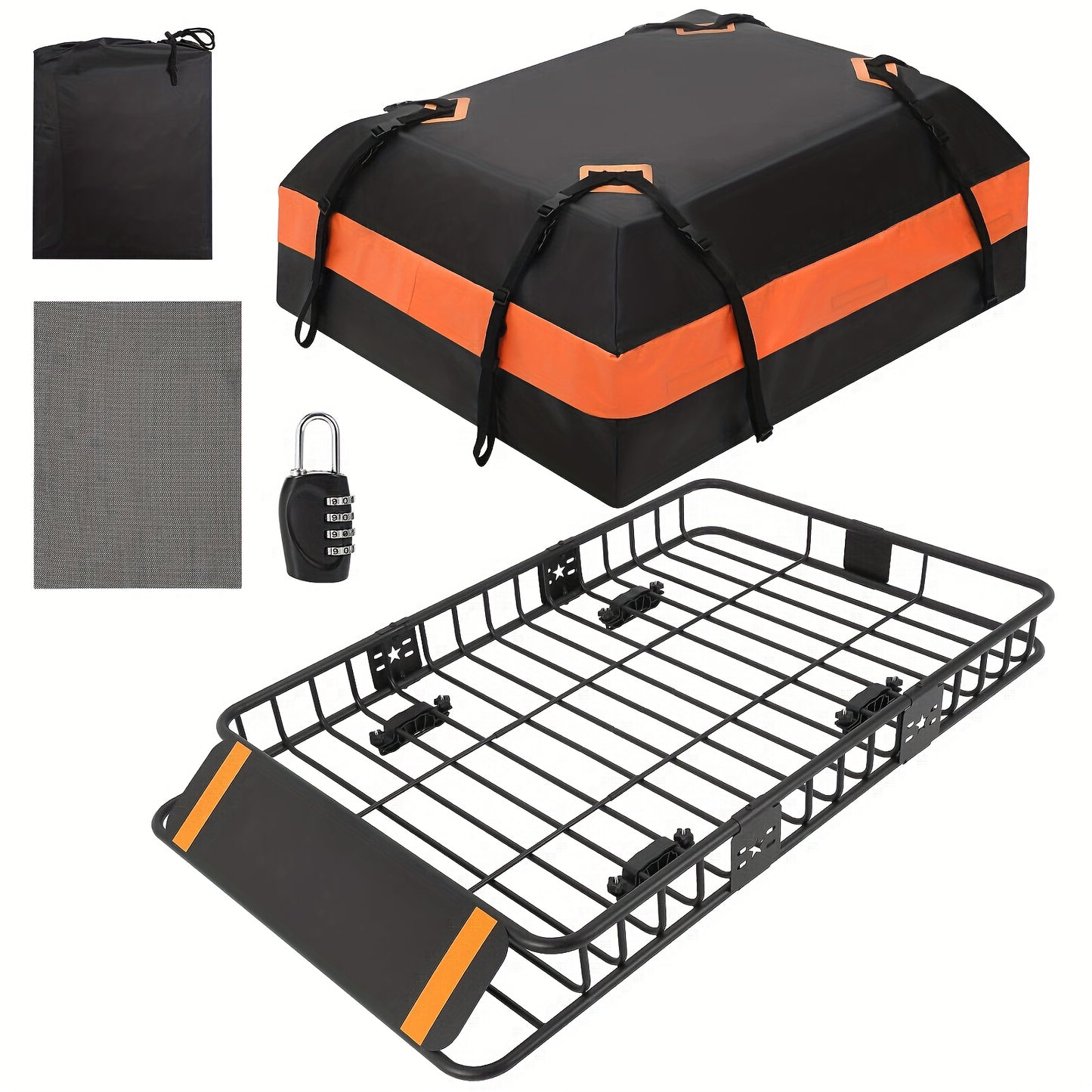 Dakkofferrek – Dakkofferdrager – Dakdrager – Bagagerek – Autodrager – Verstelbaar 162,56 cm – Robuust Stalen Frame – Weerbestendig Met Slot
