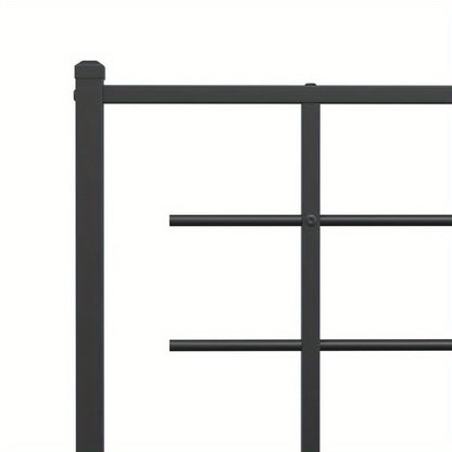 Bed Frame with Headboard Metal Black 135X190 Cm