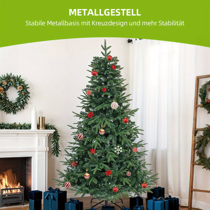 Kerstboom – Kunstkerstboom – Kunstspar – Nepboom – Dennenboom – 212 cm Hoog – Stevige Roestvrijstalen Standaard – Volle Groen Kunststof Naalden – Inklapbaar & Snel Op Te Zetten