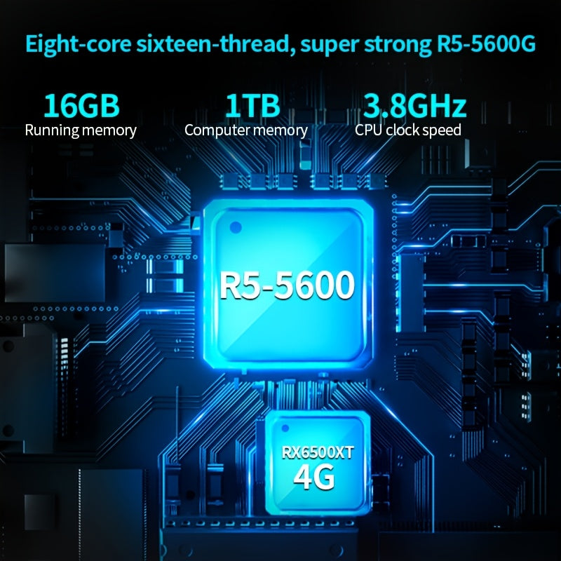 Gaming Desktop – Gaming PC – High Performance Computer – Esports Pc – Stijlvolle Desktop – AMD Ryzen 5 5600G Quad-Core – 16 GB RAM & 1 TB NVMe SSD