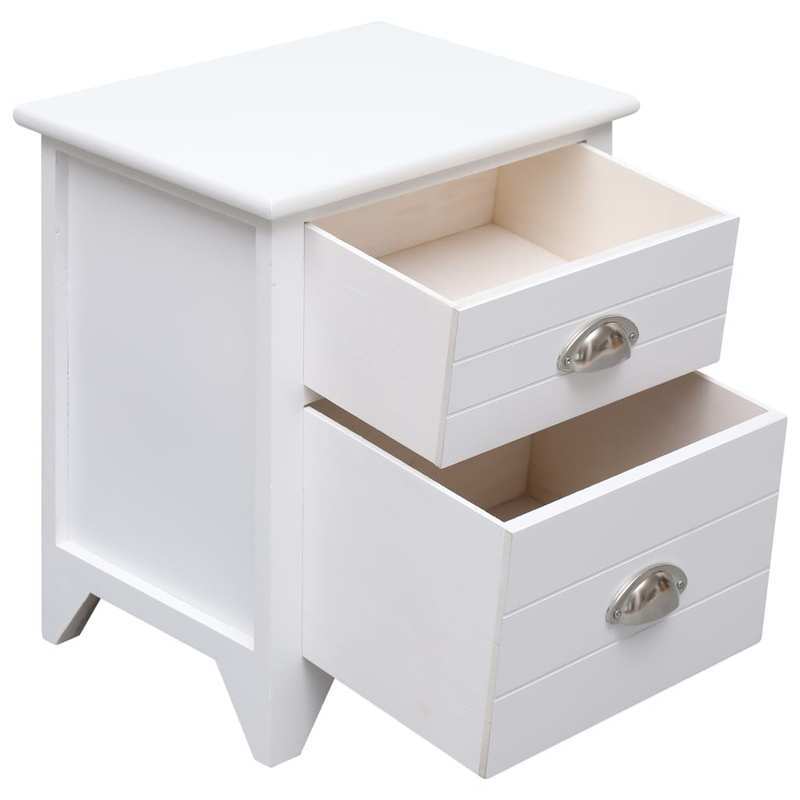 Set of 2 bedside tables with 2 white drawers