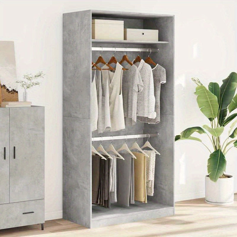 Kast – Opbergkast – Garderobekast – Kledingkast – Binnendeurkast – Betongrijs – Behandeld Hout – Weerbestendig – Compact 100x50x200 cm