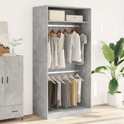 Kast – Opbergkast – Garderobekast – Kledingkast – Binnendeurkast – Betongrijs – Behandeld Hout – Weerbestendig – Compact 100x50x200 cm