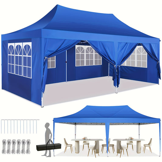 Pop-up Tent – Vouwtent – Partytent – Outdoor Tent – Gazebo – Lichtblauw – 3,05x6,1 Meter – Hexagonaal Metalen Frame