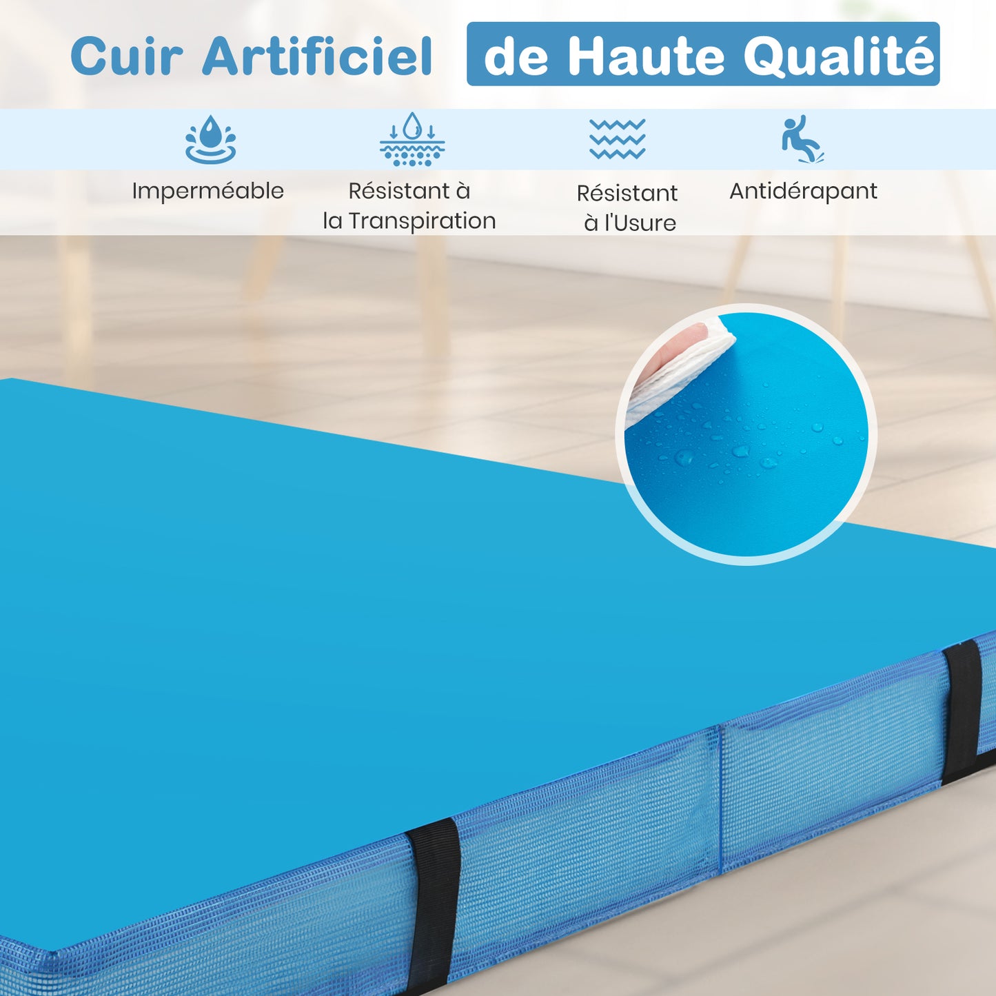 Opvouwbare Gymnastiekmat – Yoga Mat – Pilates Mat – Fitness Mat – Stretchmat – 10 cm Dik EPE Schuim – Afneembare Hoes Blauw