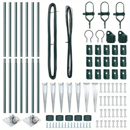 Tuinpalen – Hekpalen – Omheiningspalen – Tuinafzetting – Tuinpalen Set – Gegalvaniseerd Staal – 180 cm – 32 mm – Stevig en Duurzaam – Makkelijk te Installeren – Groen – Set van 7