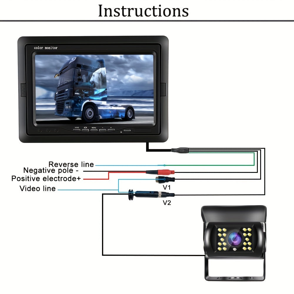 Achteruitrijcamera – Parkeercamera – Backup Camera – Draadloze Camera – Auto Camera – 7 Inch TFT LCD Scherm – 12-24V Met Infrarood Nachtzicht