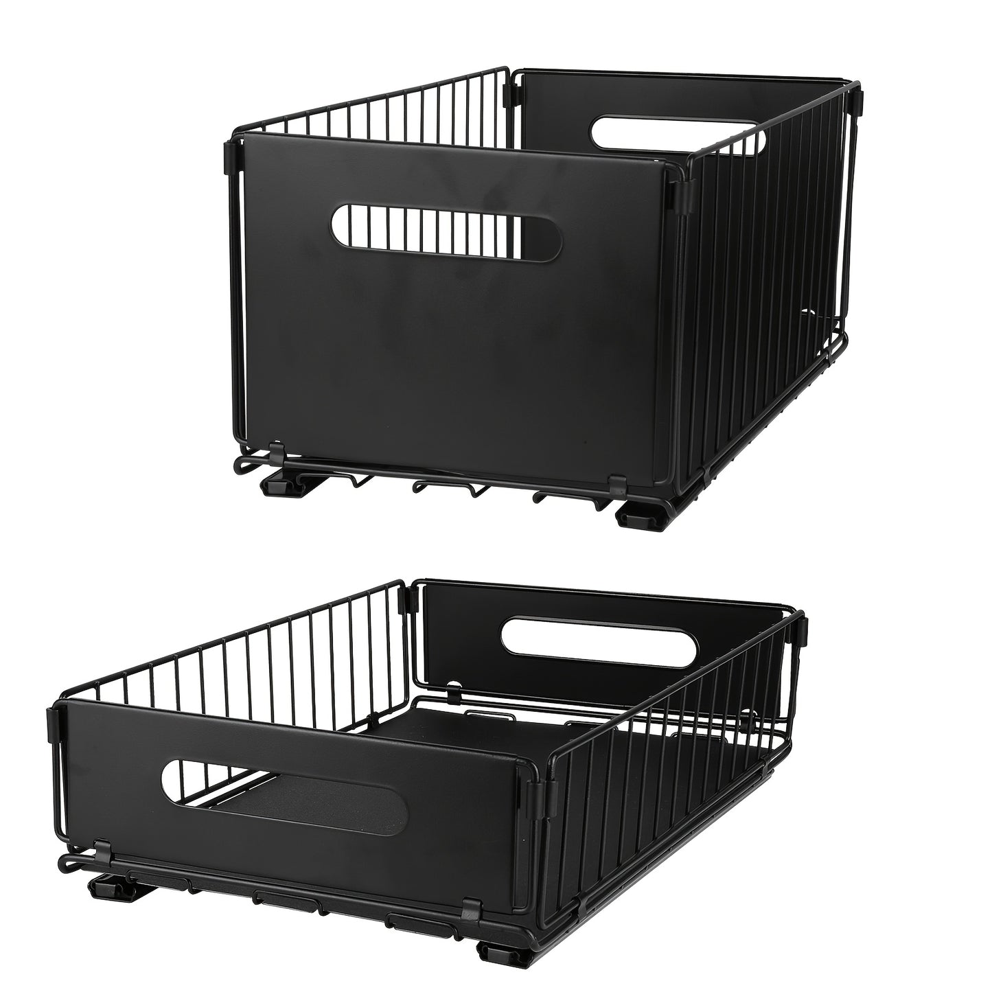 Keukenkast Organizer – Gootsteenkast Organizer – Kast Organizer – Kitchen Organizer – Lade Organizer – Metalen 2-delige Set – Ruimtebesparend Uitschuifbaar – 38x25x18 cm – Stevig Metaal – Modern Design