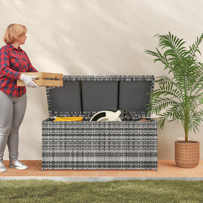 Opbergbox – Opbergmand – Opbergkist – Opbergdoos – Grote Rattan Opbergbox – 380L – UV-Bestendig – 130x61x65 cm – Donkergrijs