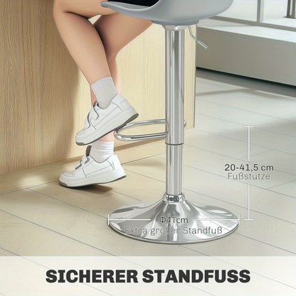 Barstoel – Barkruk – Barstoel Kruk – Keukenstoel – Barstoelen Set van 2 – Verstelbaar – 360° Draaibaar – Kunstleer – Stalen Frame – Met Rugleuning – Grijs