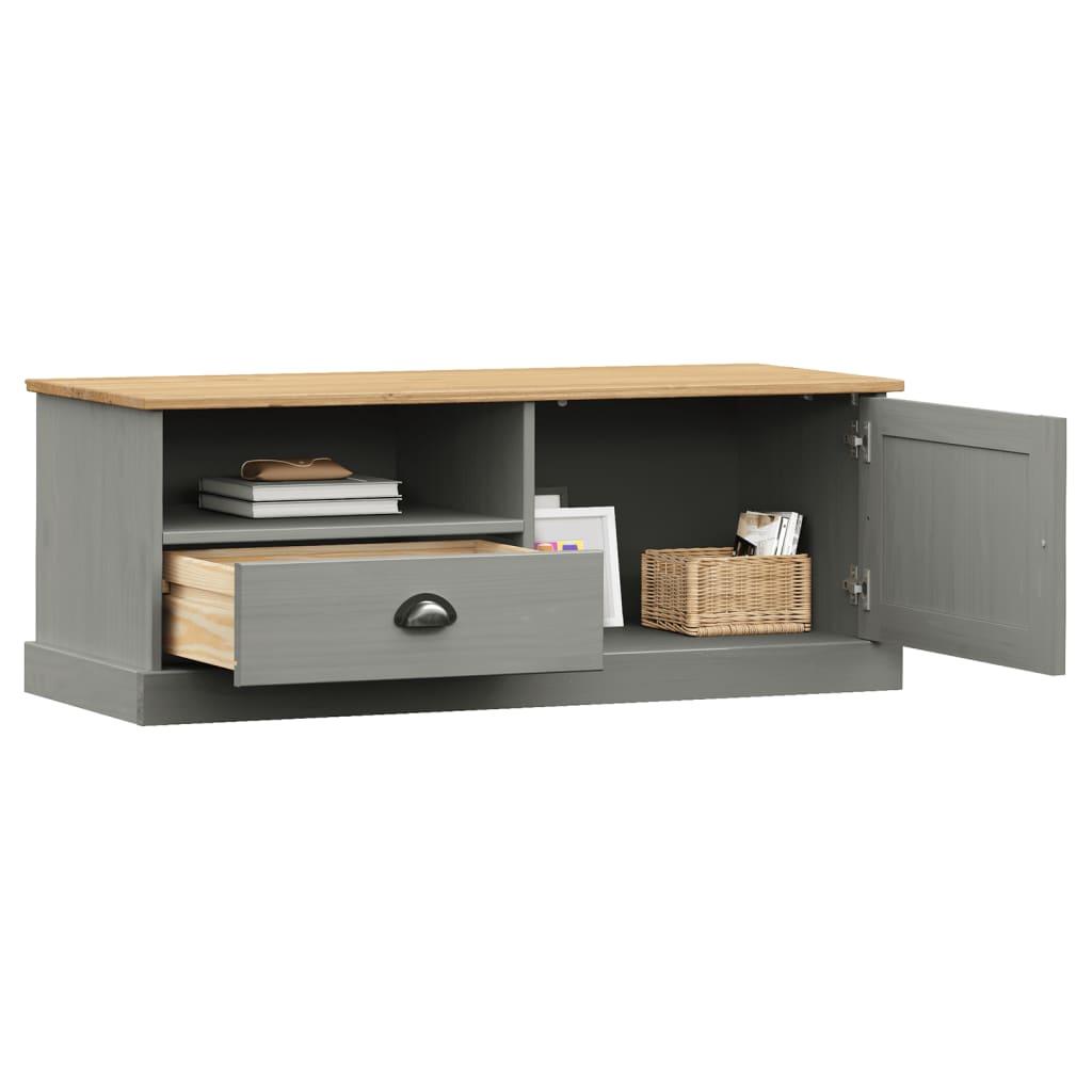 TV Cabinet VIGO Grey 106x40x40 cm Solid Wood Pine TV Stand Entertainment Center with Storage, Media Television Table for Living Room Bedroom