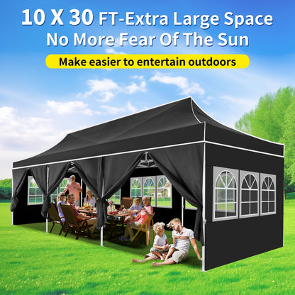 Pop-up Tent – Partytent – Marktentent – Buiten Tent – Vouwtent – Grijs – 3x6 Meter – 6 Zijwanden – UV50+ Bescherming – Wieltas & Zandzakken