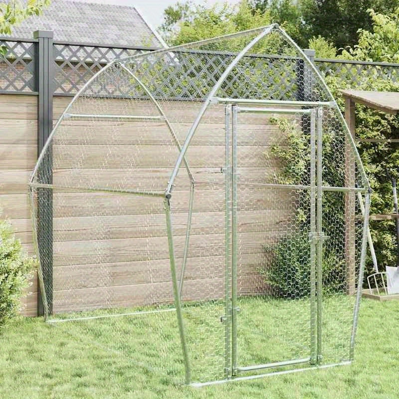 Stainless Steel Small Animal Cage for Puppies & Cats - 200x105x182cm Durable Outdoor Pet Habitat with Ventilation Mesh, Secure Latches & Weather-Resistant Design