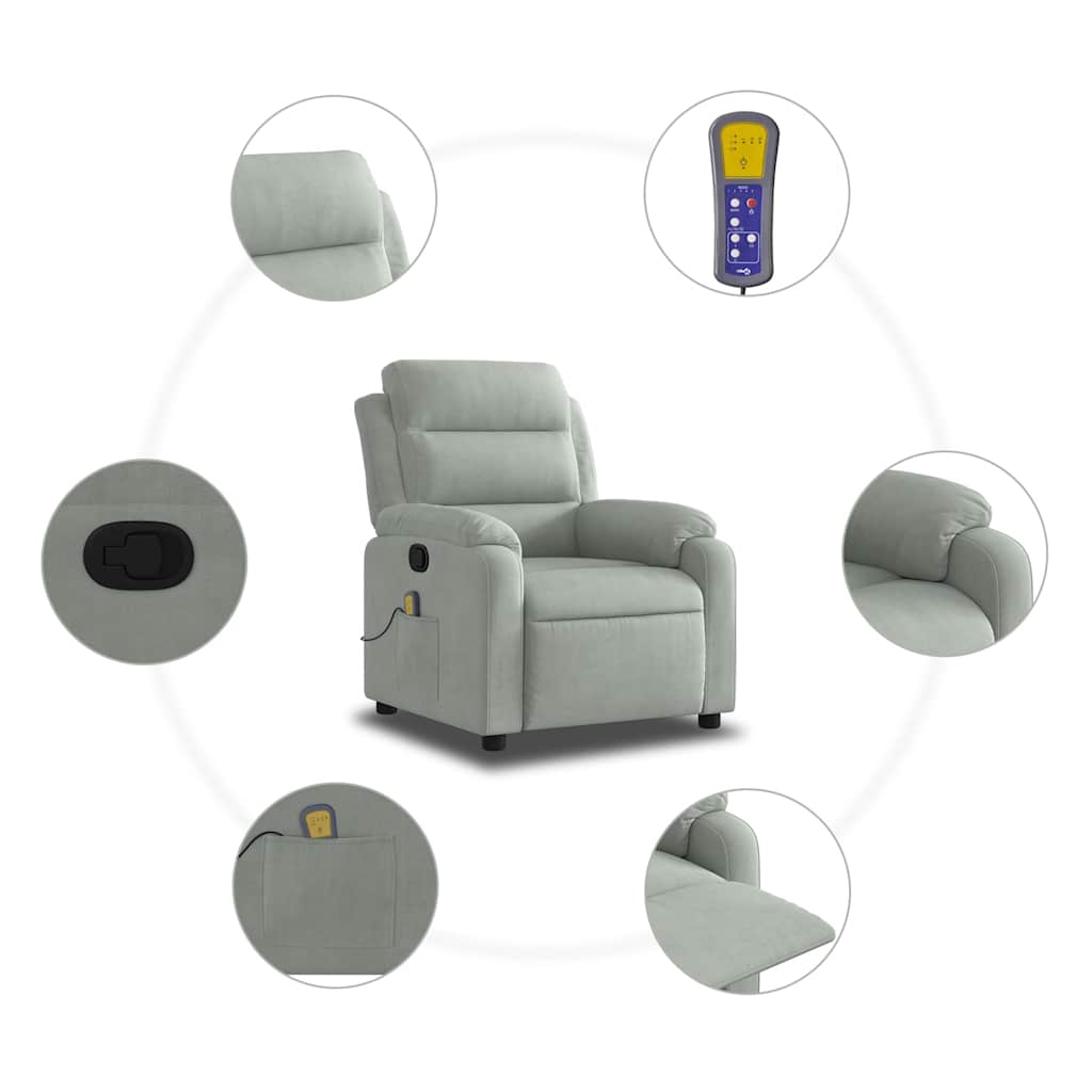 Fauteuil – Relaxstoel – Zetel – Loveseat – Loungechair – Handmatig Verstelbaar – Lichtgrijze Stof