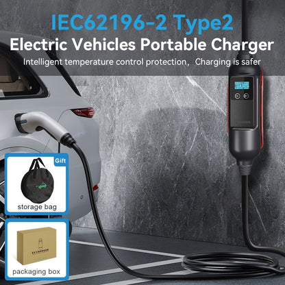 Elektrischeautooplader – EV Lader – Thuislader – Mobiele Oplader – Laadstation – 22 kW Capaciteit – Draagbaar met Type 2 Aansluiting
