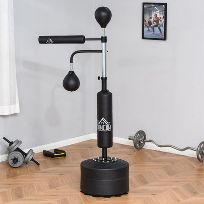 3-in-1 Bokszak Met Standaard – Boksbal – Speedbal – Strijkzak – Stootzak – Verstelbare Hoogte 160-230 cm – Stevige PU Coating En Stalen Basis