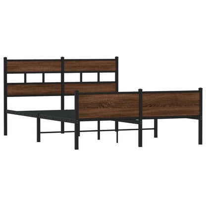 Bed frame without mattress in Brown Oak Metal 160x200cm