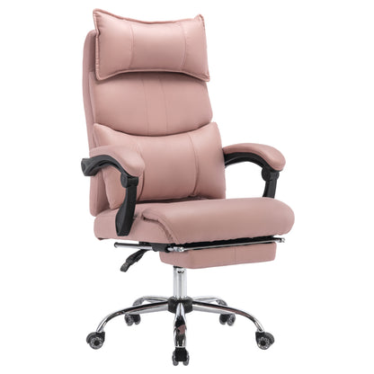 Ergonomische Bureaustoel – Bureaustoel Met Hoge Rugleuning – Kantoormeubilair – Werkstoel – Draaistoel Roze – Tweevoudig Verstelbare Lendensteun – 360° Draaibaar Met Metaal Frame