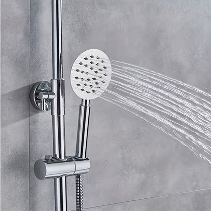 Douche Systeem – Regendouche – Handdouche – Douche Set – Badkamer Douche – Verstelbare Hoogte – Duurzaam Messing Metalen Constructie – Zilveren Afwerking