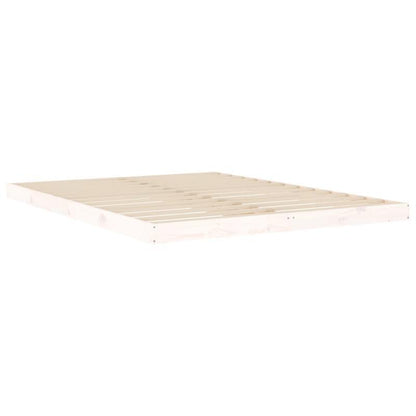 Modern Minimalistisch Queensize Bedframe – Platformbed – Houten Bed – Bedframe Zonder Matras – Bedmet Slats – Stevig Hardhouten Materiaal – Eenvoudige Montage – 150x200 cm Bianco