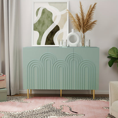 47-inch Modern Accent Cabinet with 3-Door Storage - Freestanding Buffet Credenza Sideboard, & MDF, Elegant Entryway, Dining Room, Living Room Furniture Cabinet (Assembly Required) - Contemporary Wood Cabinet for