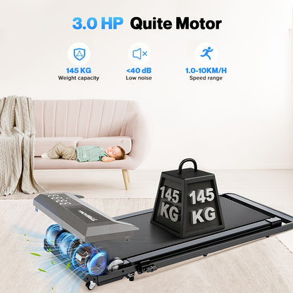 Smart Walking Pad With 10% Incline, Folding Treadmills For Home, Foldable With Handle Bar, 3.0HP Under Desk Treadmill, 3 Control Methods & 145kg Capacity, Kinomap/Zwift Compatible, Exercise Anytime, Best Gift, Christmas Gift,
