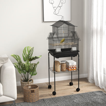 Vogelkooi – Vogelhuis – Parkietenkooi – Vogelkooi Binnen – Vogelkooi Met Standaard – Metaal – Ruim 50,5x41x121 cm – Uitneembare Bodemplaat & Draaghendel