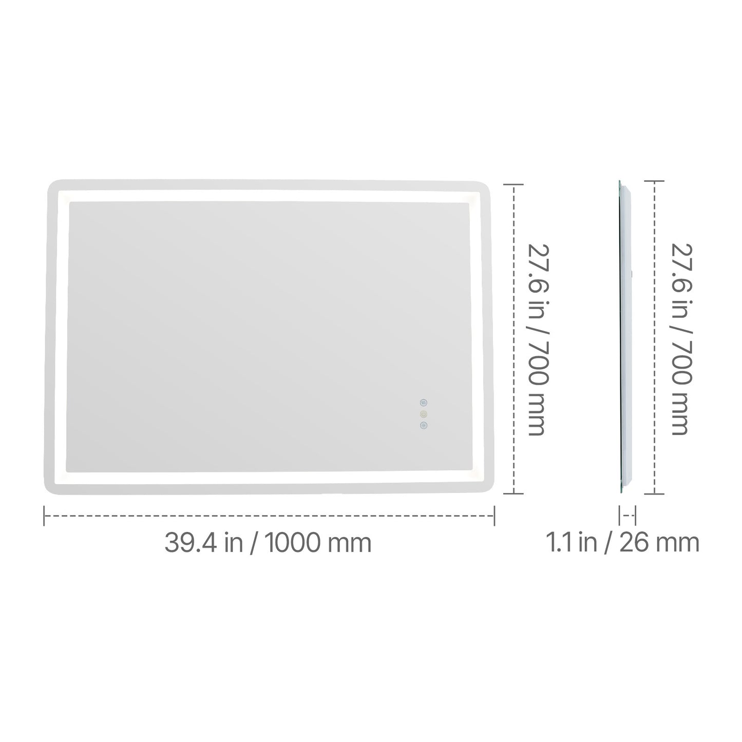 Badkamerspiegel – Led Spiegel – Wandspiegel – Make-up Spiegel – Sfeerverlichting – 70x100 cm – Anti-Fog Functie – Dimbare 3-Kleur Ledverlichting