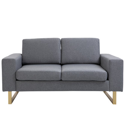 Bankstel – Bank – Zitzetel – Zitbank – Sofa – Donkergrijs – Stoffen Bekleding – Compact Formaat 145x82x78 cm