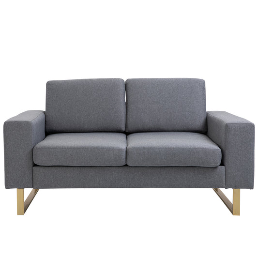 Bankstel – Bank – Zitzetel – Zitbank – Sofa – Donkergrijs – Stoffen Bekleding – Compact Formaat 145x82x78 cm