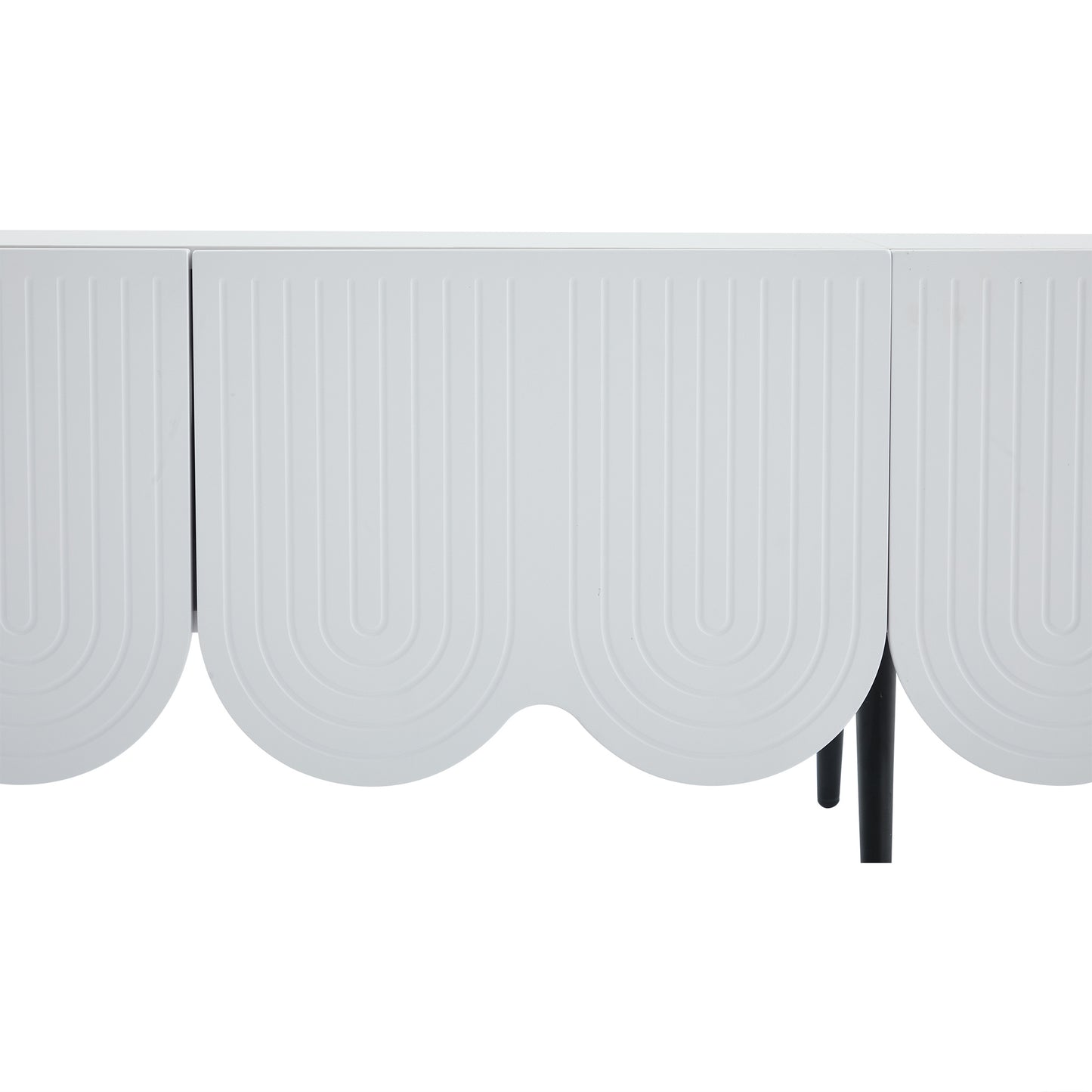 TV-Meubel – TV-Kast – Lowboard – Mediameubel – Dressoir – Modern Design – Soft-Close Deuren – Geschikt voor Tv’s Tot 80 Inch – Mat Wit Met Golvend Deurpatroon