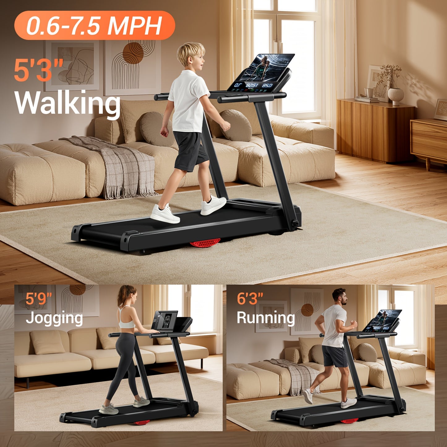 Loopband – Treadmill – Inklapbare Loopband – Loopband Voor Thuis – Opvouwbare Loopband – Compact Design – Dubbel Dempingssysteem – Max 120 kg – Zwart