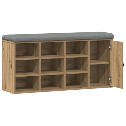 Modern Solid Wood Shoe Bench with Cushioned & Storage - Heavy-Duty Entryway Bench, Particle Board-Free, Oak (102x32x50cm) - Freestanding Hallway Furniture, Shoe Cabinet for Hallway or