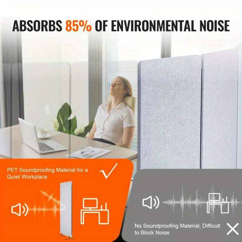 Geluidswand – Roomdivider – Kamerscherm – Scheidingswand – Akoestische Wand – 3 Panelen – Blauw Polyester – Metalen Frame – Mobiel – Montagevrij