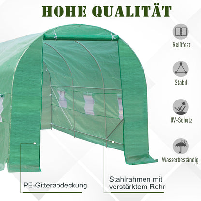 Kweekkas – Tuinkas – Broeikas – Tunnelkas – Moestuin Kas – 350x200x200 cm – Waterafstotende Folie – Mesh Ventilatieraam