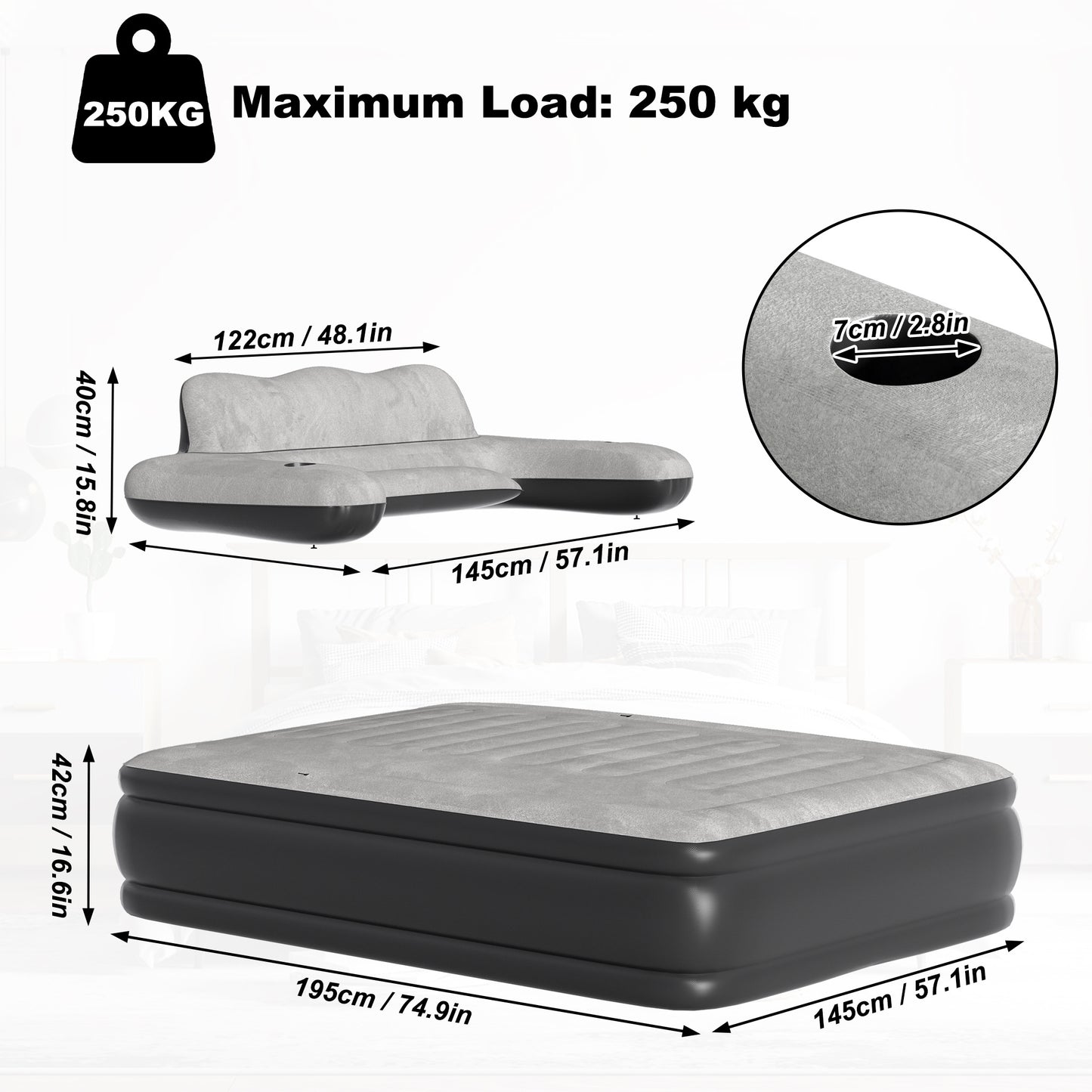 Opblaasbaar Luchtbed – Luchtmatras – Campingmatras – Slaapbed – Opblaasmatras – 190×100×42 cm – Zelfopblazend – Waterdicht PVC
