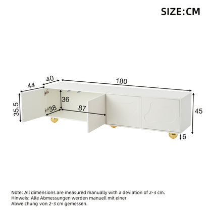 TV-kast – TV-meubel – TV-dressoir – Media-meubel – TV-standaard – Wit met Gouden Poten – Stevig 5-Poten Design – 3,2+ Kubieke Voet Opbergruimte