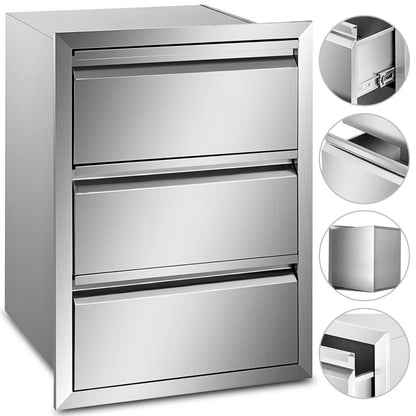 Buitenkeuken lade – Opberglade – BBQ lade – RVS opberglade – Keukenlade – 3-laags – Roestvrij staal – Weerbestendig